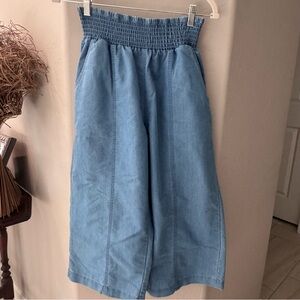 Women's Blue Cropped Wide Legged Pants,‎ Medium